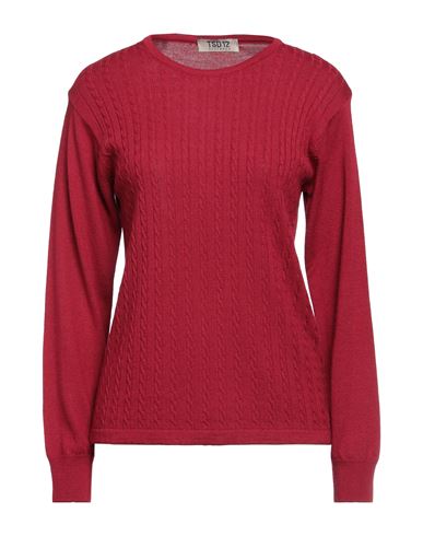 Tsd12 Woman Sweater Brick Red Size Xl Merino Wool, Acrylic