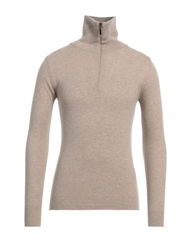 Berna Man Turtleneck Light Brown Size M Wool, Polyamide In Beige