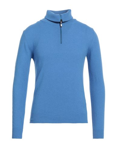 Berna Man Turtleneck Azure Size L Wool, Polyamide In Blue