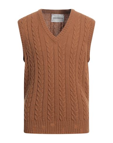 Amaranto Man Sweater Camel Size L Wool, Cashmere In Beige