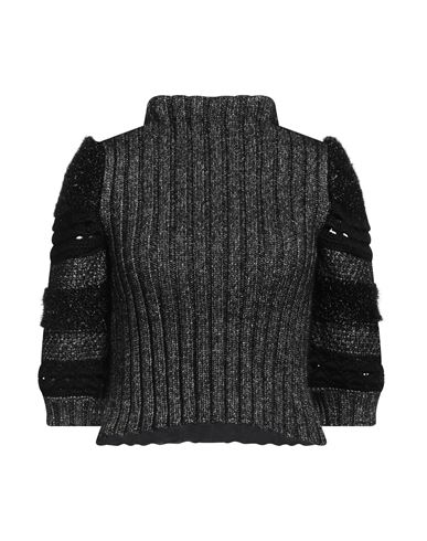 Alberta Ferretti Woman Turtleneck Black Size 6 Virgin Wool, Polyester, Mohair Wool