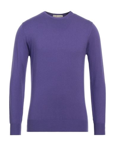 Cashmere Company Man Sweater Purple Size 38 Merino Wool, Elastane