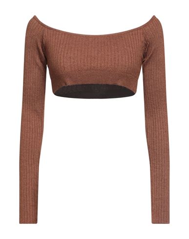 Akep Woman Sweater Brown Size 4 Viscose, Polyester, Polyamide