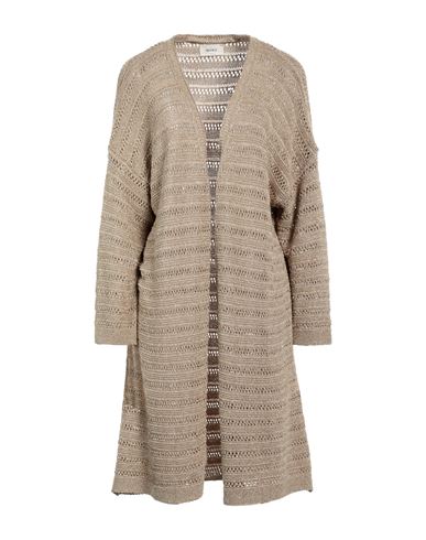 Vicolo Woman Cardigan Camel Size Onesize Viscose, Metallic Polyester In Beige