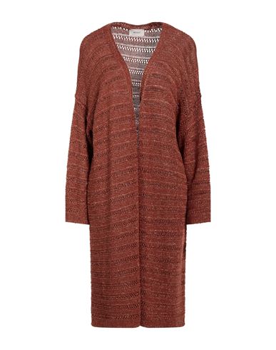 Vicolo Woman Cardigan Rust Size Onesize Viscose, Metallic Polyester In Red