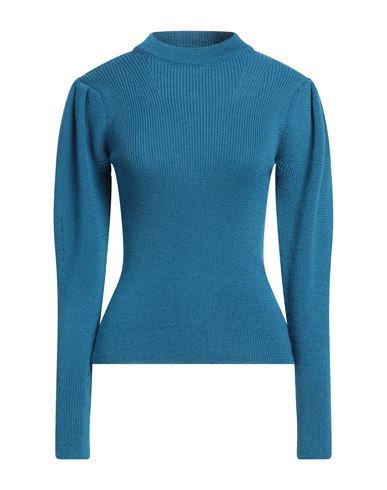 Merci .., Woman Sweater Azure Size L Merino Wool In Blue