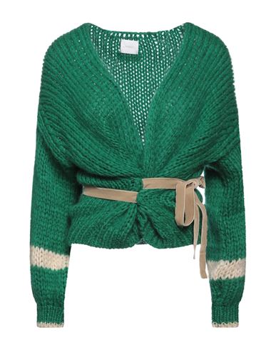 Merci .., Woman Cardigan Green Size L Acrylic, Mohair Wool, Polyamide