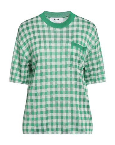 Msgm Woman Sweater Green Size S Viscose In Green