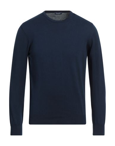 Shop Drumohr Man Sweater Navy Blue Size 46 Cotton