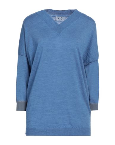 Niū Woman Sweater Light Blue Size M Wool, Viscose, Polyamide, Polyester