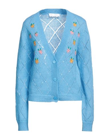 Weili Zheng Woman Cardigan Azure Size S Nylon, Mohair Wool, Wool