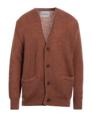 Amaranto Man Cardigan Brown Size Xl Mohair Wool, Polyamide, Wool
