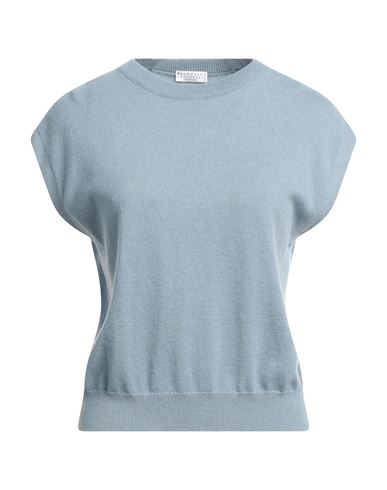 Brunello Cucinelli Woman Sweater Pastel Blue Size 3xl Cashmere, Ecobrass