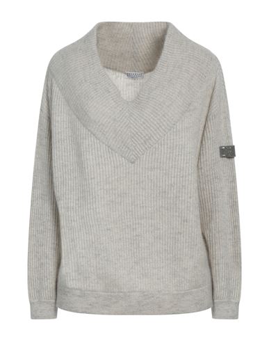 Brunello Cucinelli Woman Sweater Light Grey Size Xl Mohair Wool, Polyamide, Wool, Metallic Fiber, Ec
