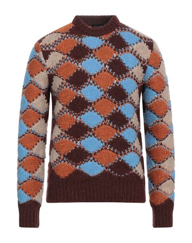 Roberto Collina Man Sweater Cocoa Size 38 Baby Alpaca Wool, Nylon, Wool In Brown