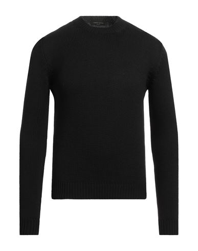 Roberto Collina Man Sweater Black Size 36 Merino Wool In Blue