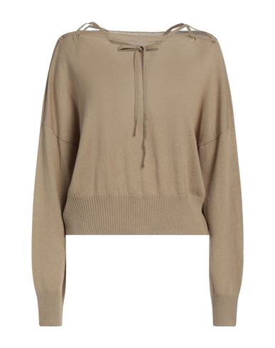 Prada Woman Sweater Khaki Size 4 Cashmere In Beige