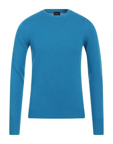 Drumohr Man Sweater Azure Size 46 Merino Wool In Blue