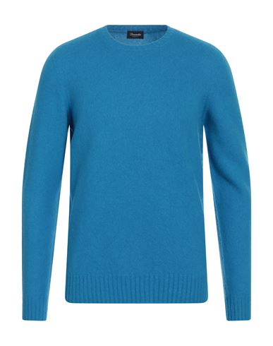 Drumohr Man Sweater Azure Size 46 Merino Wool In Blue