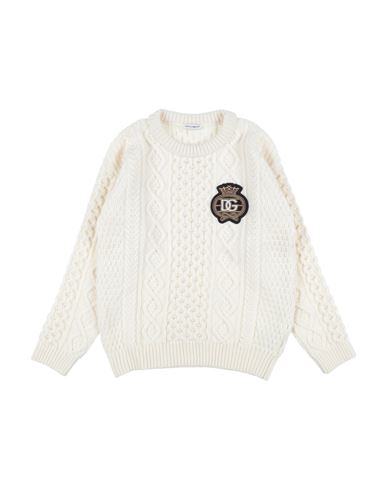 Shop Dolce & Gabbana Toddler Boy Sweater Cream Size 7 Virgin Wool, Viscose, Nylon, Polyester In White