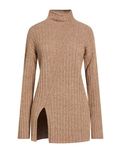 Alpha Studio Woman Turtleneck Camel Size 8 Alpaca Wool, Polyamide, Cotton, Modal, Elastane In Brown
