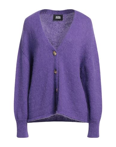 Alpha Studio Woman Cardigan Purple Size 6 Polyamide, Mohair Wool, Wool