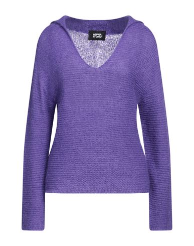 Alpha Studio Woman Sweater Purple Size 8 Polyamide, Mohair Wool, Wool