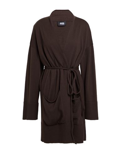 Alpha Studio Woman Cardigan Dark Brown Size 10 Merino Wool