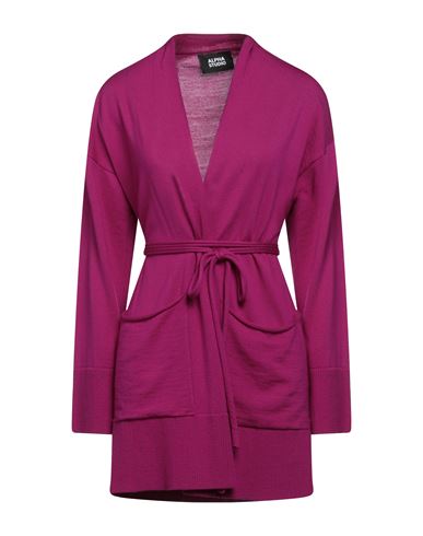 Alpha Studio Woman Cardigan Fuchsia Size 12 Merino Wool In Pink