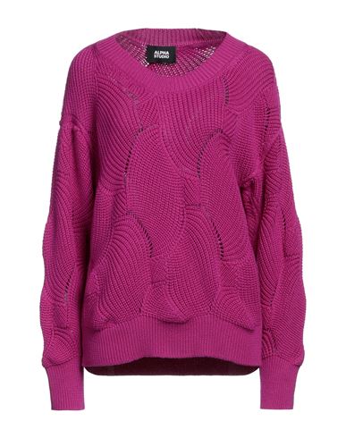Alpha Studio Woman Sweater Purple Size 10 Merino Wool