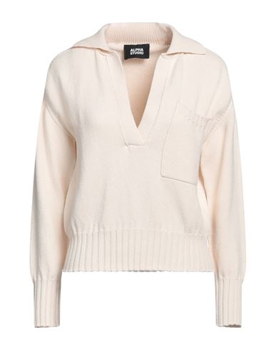 Alpha Studio Woman Sweater Ivory Size 6 Wool, Polypropylene In White