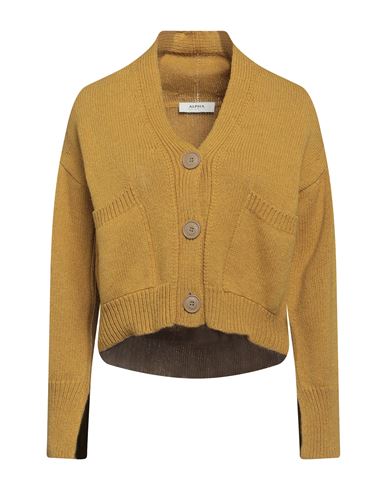 Alpha Studio Woman Cardigan Mustard Size 6 Wool, Alpaca Wool, Polyamide In Yellow