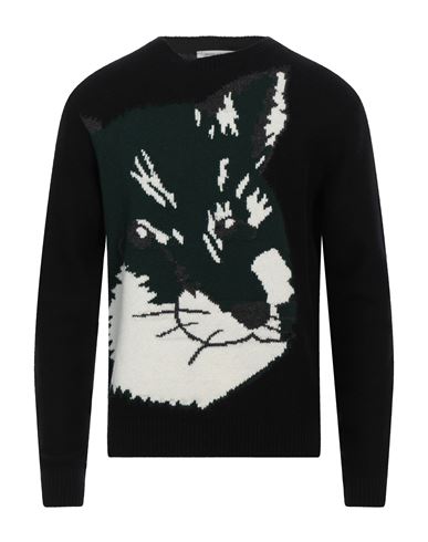 Maison Kitsuné Oversize Fox Head Jacquard Pullover In Black