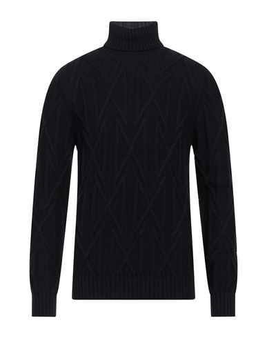 Alpha Studio Man Turtleneck Black Size 40 Merino Wool In Blue