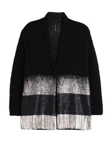 Pierantonio Gaspari Woman Cardigan Black Size 18 Wool, Polyamide