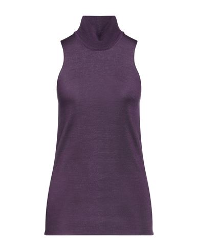 Alpha Studio Woman Turtleneck Purple Size 4 Merino Wool, Tencel