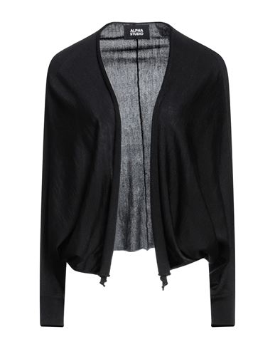 Alpha Studio Woman Cardigan Black Size 6 Merino Wool, Tencel