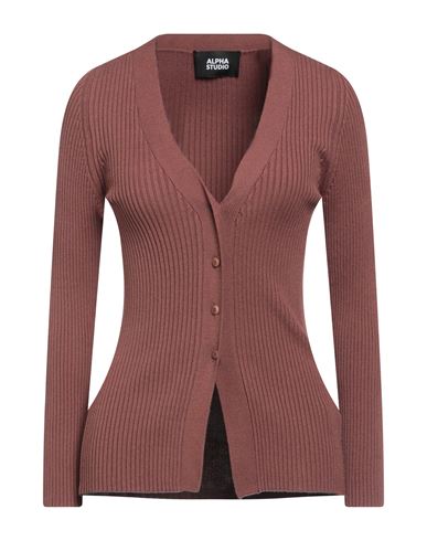 Alpha Studio Woman Cardigan Cocoa Size 6 Viscose, Polyester, Polyamide In Brown