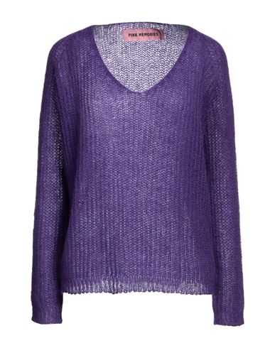 Pink Memories Woman Sweater Purple Size 4 Acrylic, Mohair Wool, Polyamide, Wool