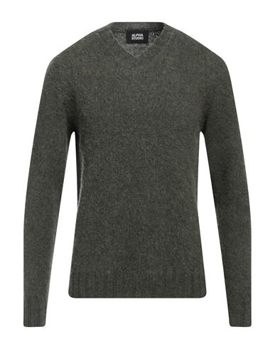 Alpha Studio Man Sweater Military Green Size 42 Wool
