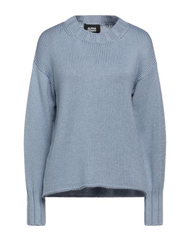 Alpha Studio Woman Sweater Sky Blue Size 8 Merino Wool, Tencel
