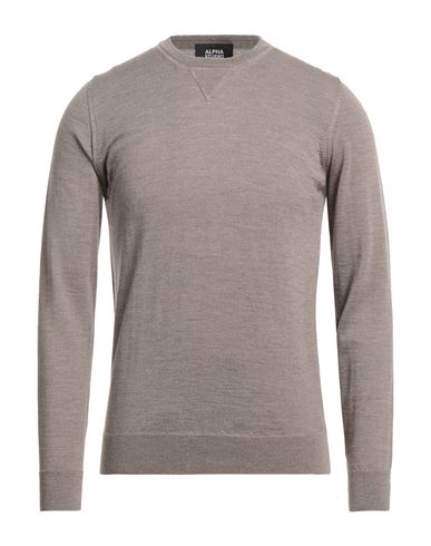 Shop Alpha Studio Man Sweater Khaki Size 40 Wool In Beige