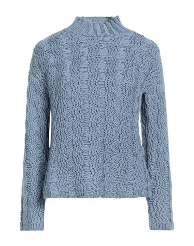 Alpha Studio Woman Turtleneck Pastel Blue Size 6 Merino Wool, Tencel