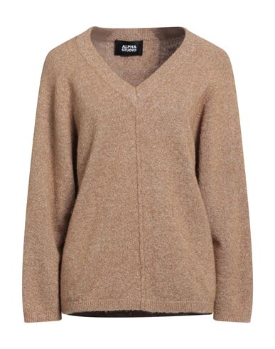 Alpha Studio Woman Sweater Camel Size 6 Alpaca Wool, Polyamide, Cotton, Modal, Elastane In Beige