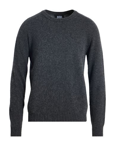Alpha Studio Man Sweater Lead Size 44 Geelong Wool, Naia Acetate In Gray