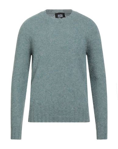 Alpha Studio Man Sweater Deep Teal Size 42 Wool In Green