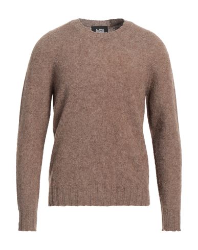 Alpha Studio Man Sweater Light Brown Size 44 Wool In Beige