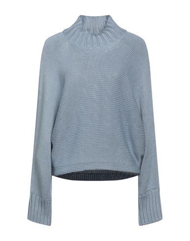 Alpha Studio Woman Turtleneck Sky Blue Size 8 Merino Wool, Tencel