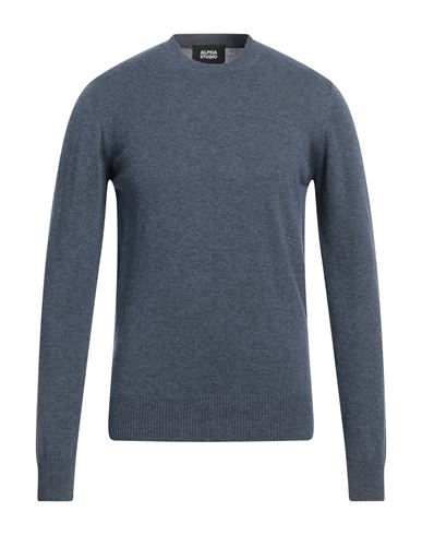 Alpha Studio Man Sweater Slate Blue Size 44 Geelong Wool