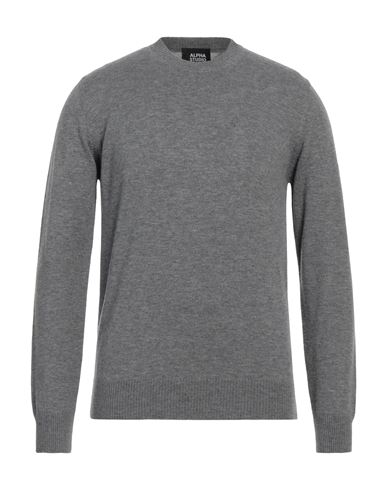 Alpha Studio Man Sweater Grey Size 44 Geelong Wool In Grey